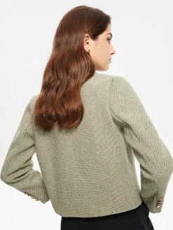 COMMENSE Round Neck Pockets Tweed Jacket* Outerwear|Jackets