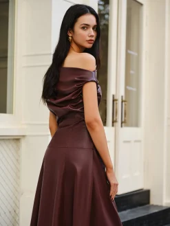 COMMENSE Ruched Faux Leather Strapless Dress* Cocktail & Party Dresses|Long Dresses