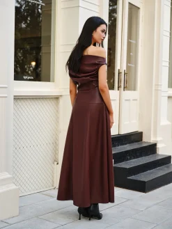 COMMENSE Ruched Faux Leather Strapless Dress* Cocktail & Party Dresses|Long Dresses
