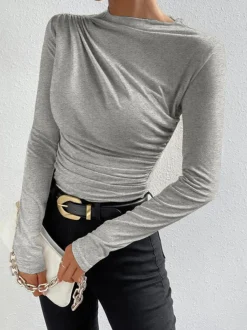 COMMENSE Ruching Long Sleeve Shirt* T-shirts|Tops