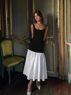 COMMENSE Ruffle Long Cami Sundress* Black Dresses|Casual Dresses