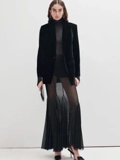 COMMENSE Ruffle Sheer Panel Maxi Skirt* Skirts|Matching Sets