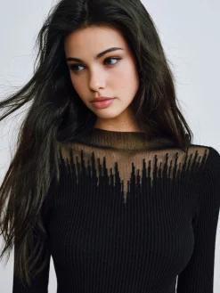 COMMENSE Ruffle Sleeve Thin Sweater* Sweater Tops|Sweaters & Cardigans