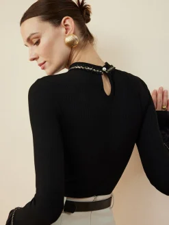 COMMENSE Ruffle-Cuff  Cutout Slim Blouse* Blouses & Shirts|Tops