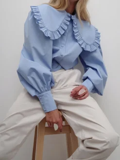 COMMENSE Ruffled Collar Long Sleeve Shirt* Blouses & Shirts|Tops