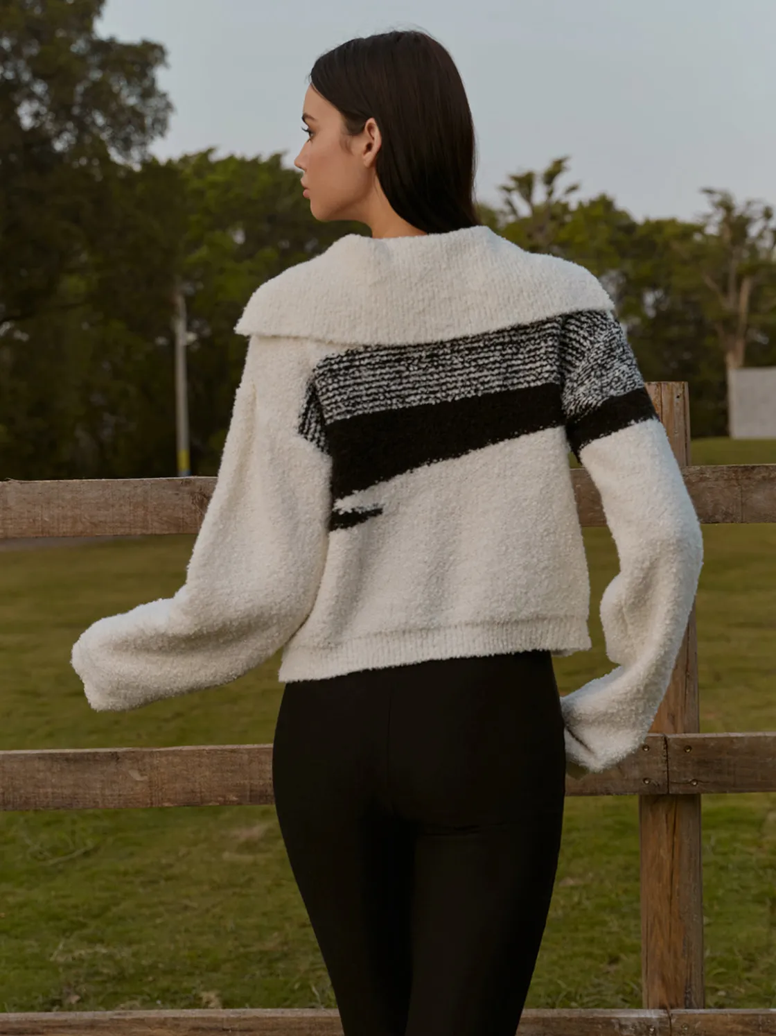 COMMENSE Sailor-Collar Color Block Short Sweater* Knitwear|Tops