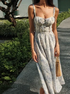 COMMENSE Sapphire Garden Floral Cami Midi Dress* Casual Dresses|Floral Dresses