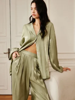 COMMENSE Satin Draped Pants Set* Pants Sets|Long Sleeve Sets
