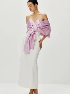 COMMENSE Satin Pleated Off Shoulder Top* Tank Tops & Camis|Tops