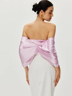 COMMENSE Satin Pleated Off Shoulder Top* Tank Tops & Camis|Tops
