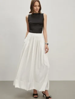COMMENSE Satin Pleated Zipper Skirt* Skirts|Bottoms