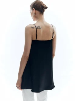 COMMENSE Satin Sleeveless Solid Loose Tank Top* Tank Tops & Camis|Tops