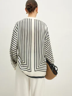 COMMENSE Satin Striped Button Cozy Shirt* Blouses & Shirts|Tops