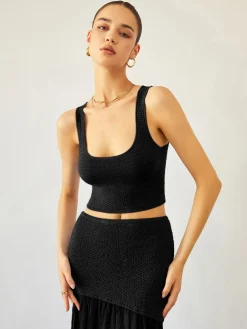 COMMENSE Sea Breeze Crop Knit Top* Sweater Tops|Sweaters & Cardigans