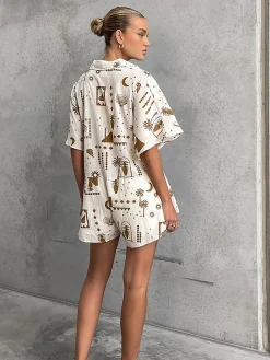 COMMENSE Semi-Sheer Loosen Print Jumpsuit* White Dresses|Jumpsuits & Rompers