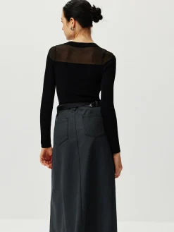COMMENSE Semi-Sheer Panel Sweater* Sweater Tops|Sweaters & Cardigans
