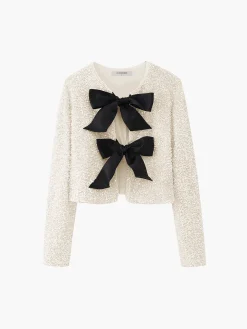 COMMENSE Sequined Velvet Bowknot Decor Blouse* Blouses & Shirts|Tops