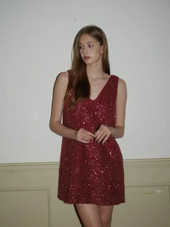 COMMENSE Sequins Tank Short Dress* Casual Dresses|Work Dresses