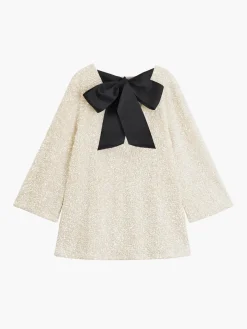 COMMENSE Sequins Velvet Bowknot Mini Dress* White Dresses|Cocktail & Party Dresses