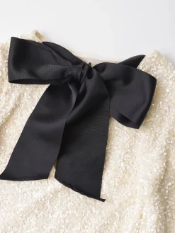 COMMENSE Sequins Velvet Bowknot Mini Dress* White Dresses|Cocktail & Party Dresses