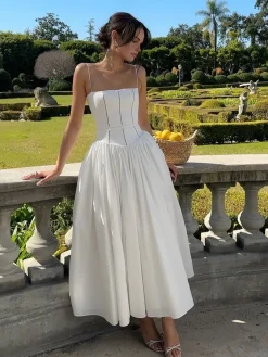 COMMENSE Serendipity Frenchy Flowy Long Dress* White Dresses|Black Dresses