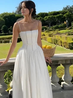 COMMENSE Serendipity Frenchy Flowy Long Dress* White Dresses|Black Dresses