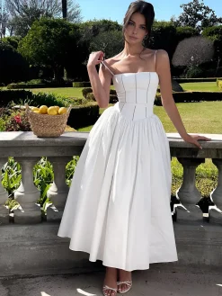 COMMENSE Serendipity Frenchy Flowy Long Dress* White Dresses|Black Dresses