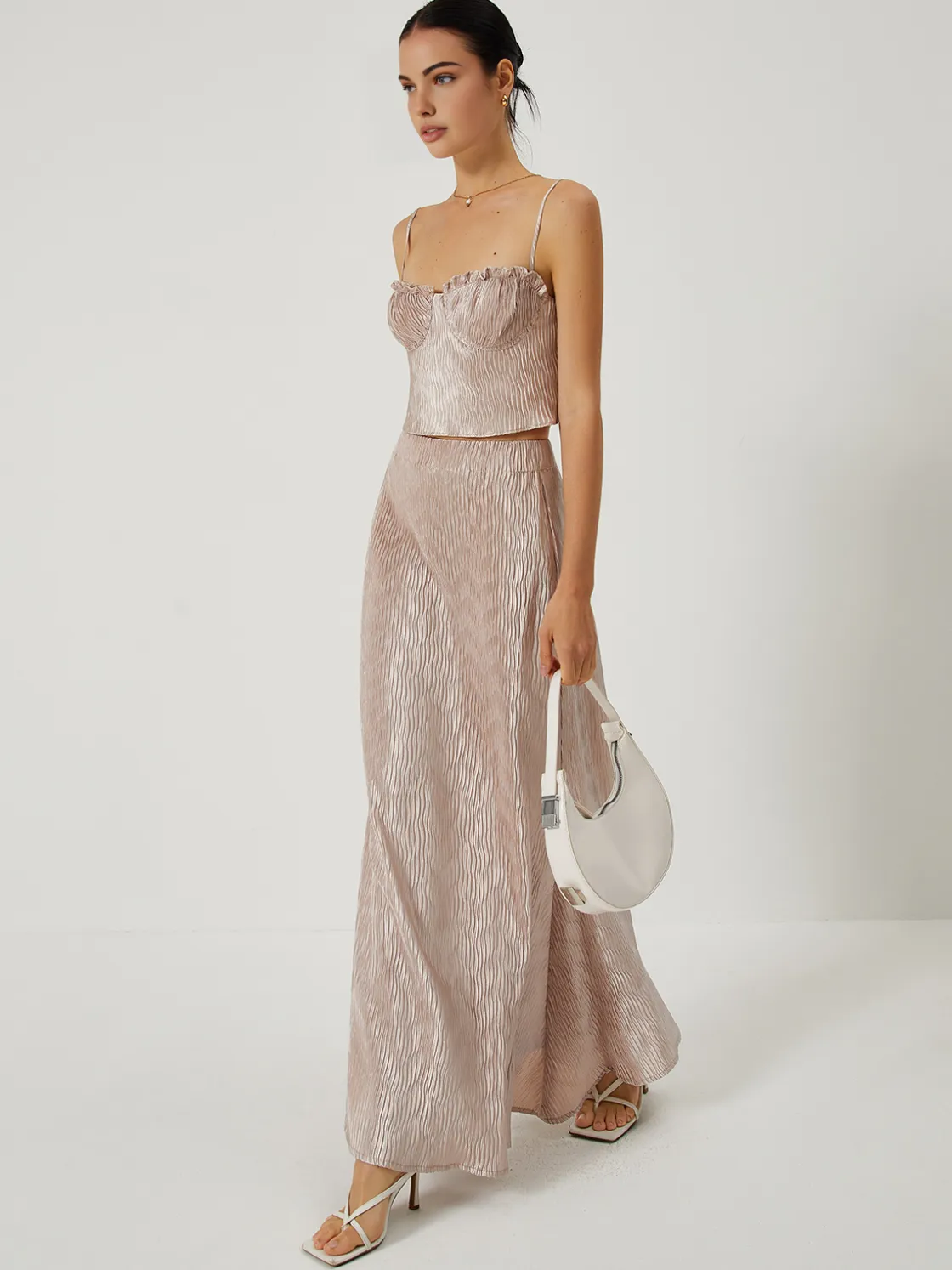 COMMENSE Sexy Lace Up Corset Top and Maxi Skirt Set* Skirt Sets|Long Sleeve Sets