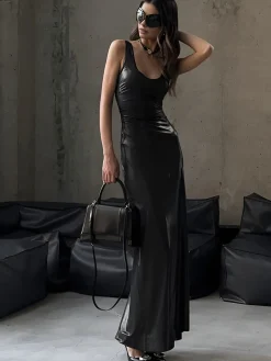 COMMENSE Sexy Slim Fit Tank Long Dress* Black Dresses|Cocktail & Party Dresses