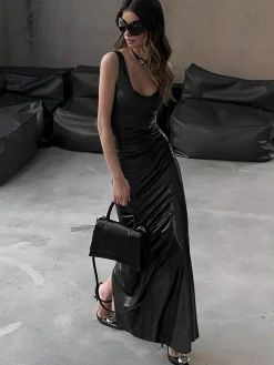 COMMENSE Sexy Slim Fit Tank Long Dress* Black Dresses|Cocktail & Party Dresses