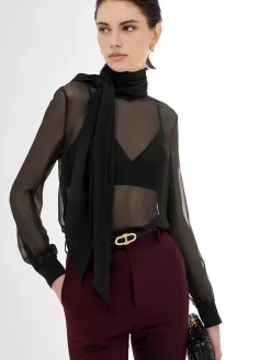 COMMENSE Sheer Bow Chiffon Shirt* Blouses & Shirts|Tops