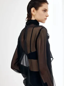 COMMENSE Sheer Bow Chiffon Shirt* Blouses & Shirts|Tops