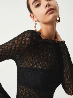 COMMENSE Sheer Floral Long Sleeve Top* T-shirts|Tops