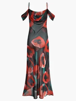 COMMENSE Sheer Floral Print Cami Long Dress* Casual Dresses|Floral Dresses