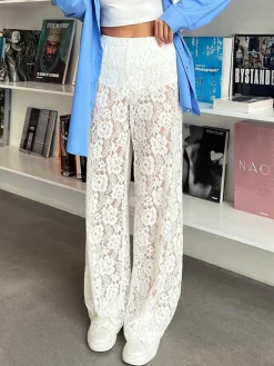COMMENSE Sheer Lace Wide Leg Pants* Pants|Wide Leg
