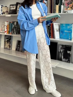 COMMENSE Sheer Lace Wide Leg Pants* Pants|Wide Leg