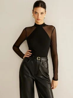 COMMENSE Sheer Long Sleeve Jersey Top* T-shirts|Tops