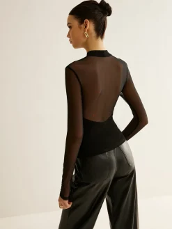 COMMENSE Sheer Long Sleeve Jersey Top* T-shirts|Tops