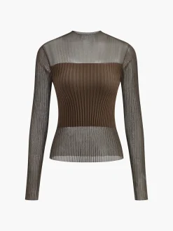COMMENSE Sheer Panel Slim Sweater* Sweater Tops|Sweaters & Cardigans