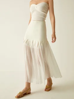 COMMENSE Sheer Pleated Midi Skirt* Skirts|Bottoms