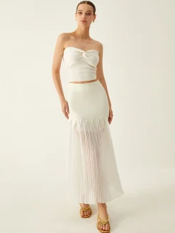 COMMENSE Sheer Pleated Midi Skirt* Skirts|Bottoms