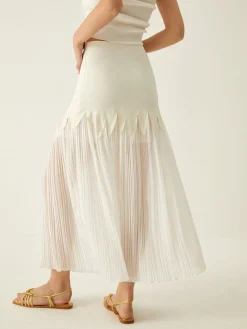 COMMENSE Sheer Pleated Midi Skirt* Skirts|Bottoms