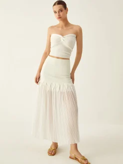 COMMENSE Sheer Pleated Midi Skirt* Skirts|Bottoms