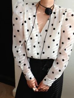 COMMENSE Sheer Polka Dot Blouse* Blouses & Shirts|Tops