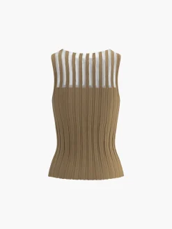 COMMENSE Sheer Ribbed Tank Top* Tank Tops & Camis|Tops