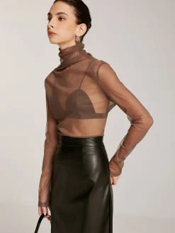 COMMENSE Sheer Stack Collar Bottoming Top* T-shirts|Tops