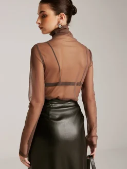 COMMENSE Sheer Stack Collar Bottoming Top* T-shirts|Tops