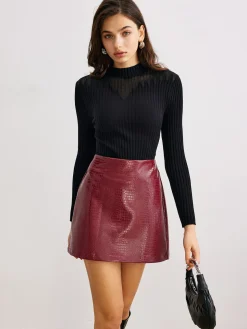 COMMENSE Sheer-Detail Ribbed Slim Sweater* Sweater Tops|Sweaters & Cardigans