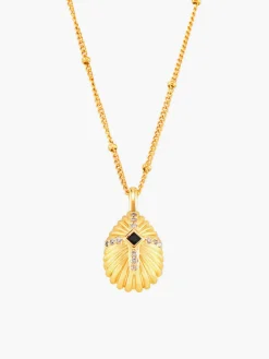 COMMENSE Shell Cross Set Diamond Pendant Necklace* Necklaces|Accessories
