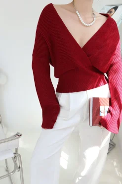 COMMENSE She's Effortless Wrap Sweater* Sweater Tops|Sweaters & Cardigans